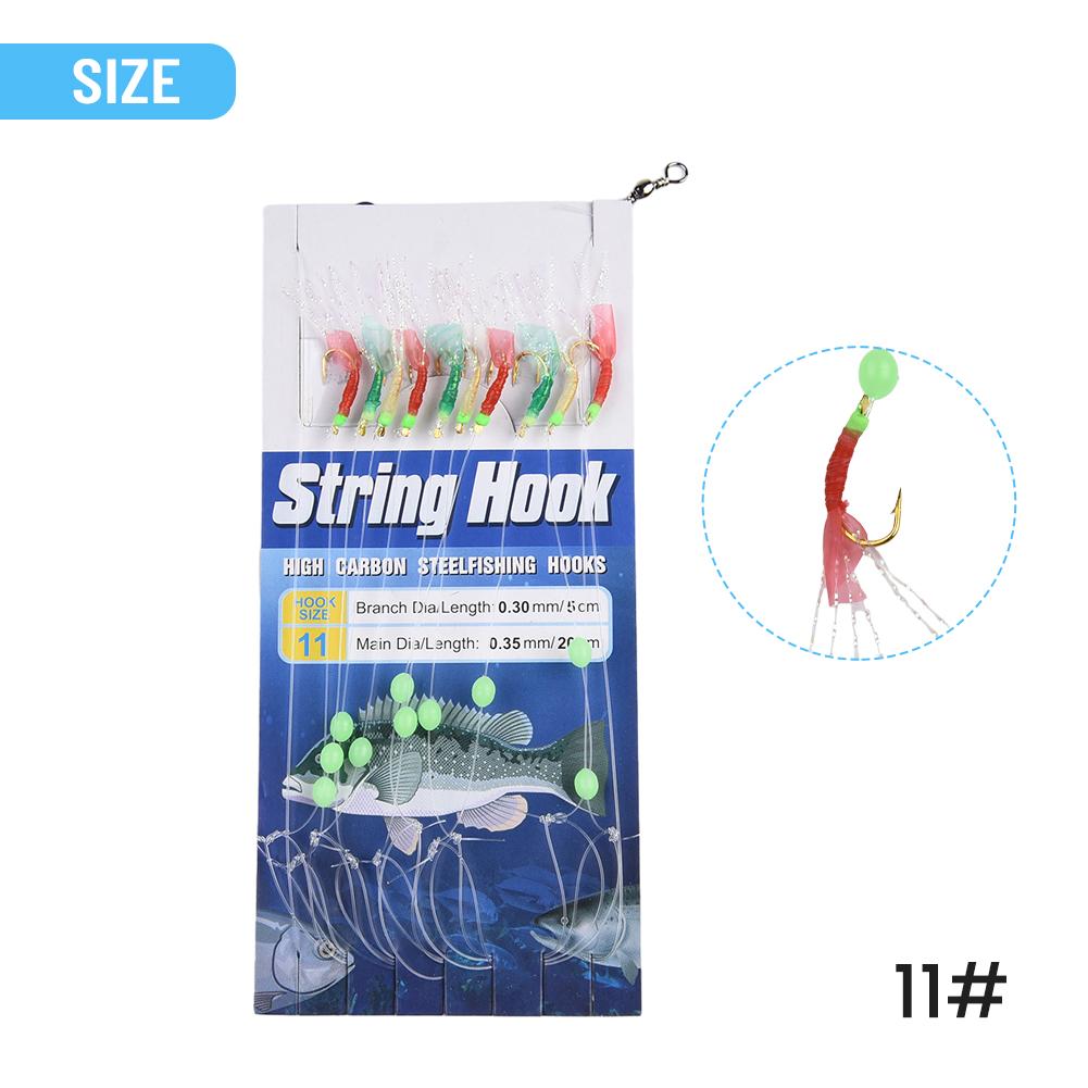 10 Hooks Rigs Bait 7#-15# Bait Baits Feather Fishing Fittings Herring Hooks Parts Rigs Stainless Steel New Practical
