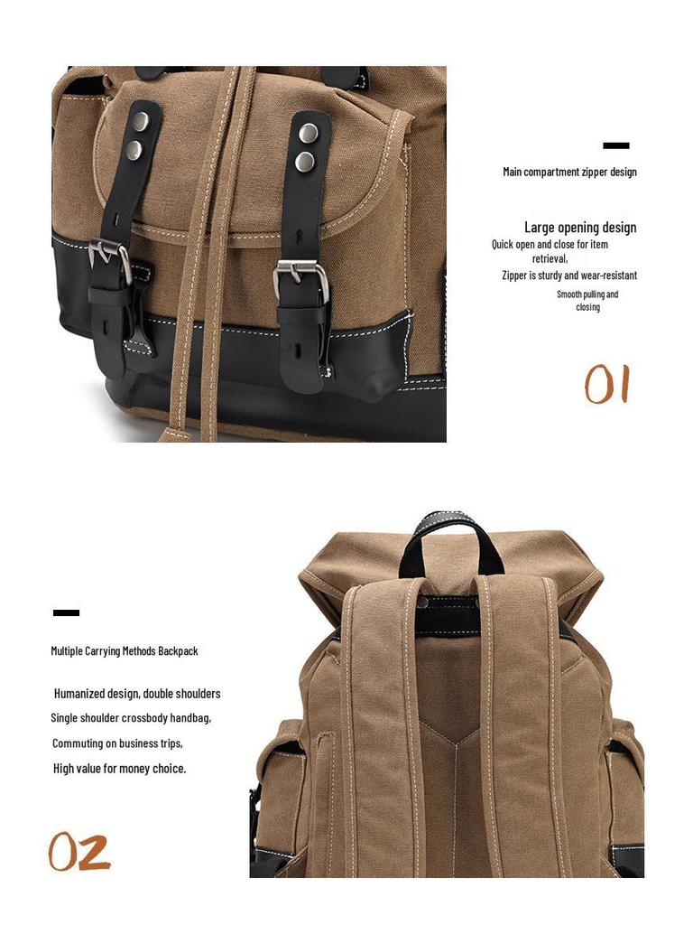 Retro European & American Canvas Travel Backpack - Large Capacity & Convenient for Mountaineering