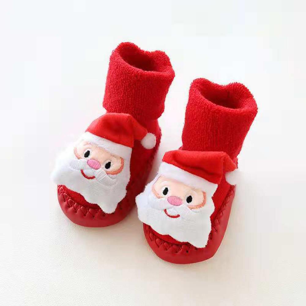 Newborn Baby Boys Girls Christmas Floor Socks Anti-Slip Baby Step Socks