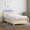 Maison Exclusive - Bed Slatted Base with LED Mattress Cream 90x190 Cm Fabric