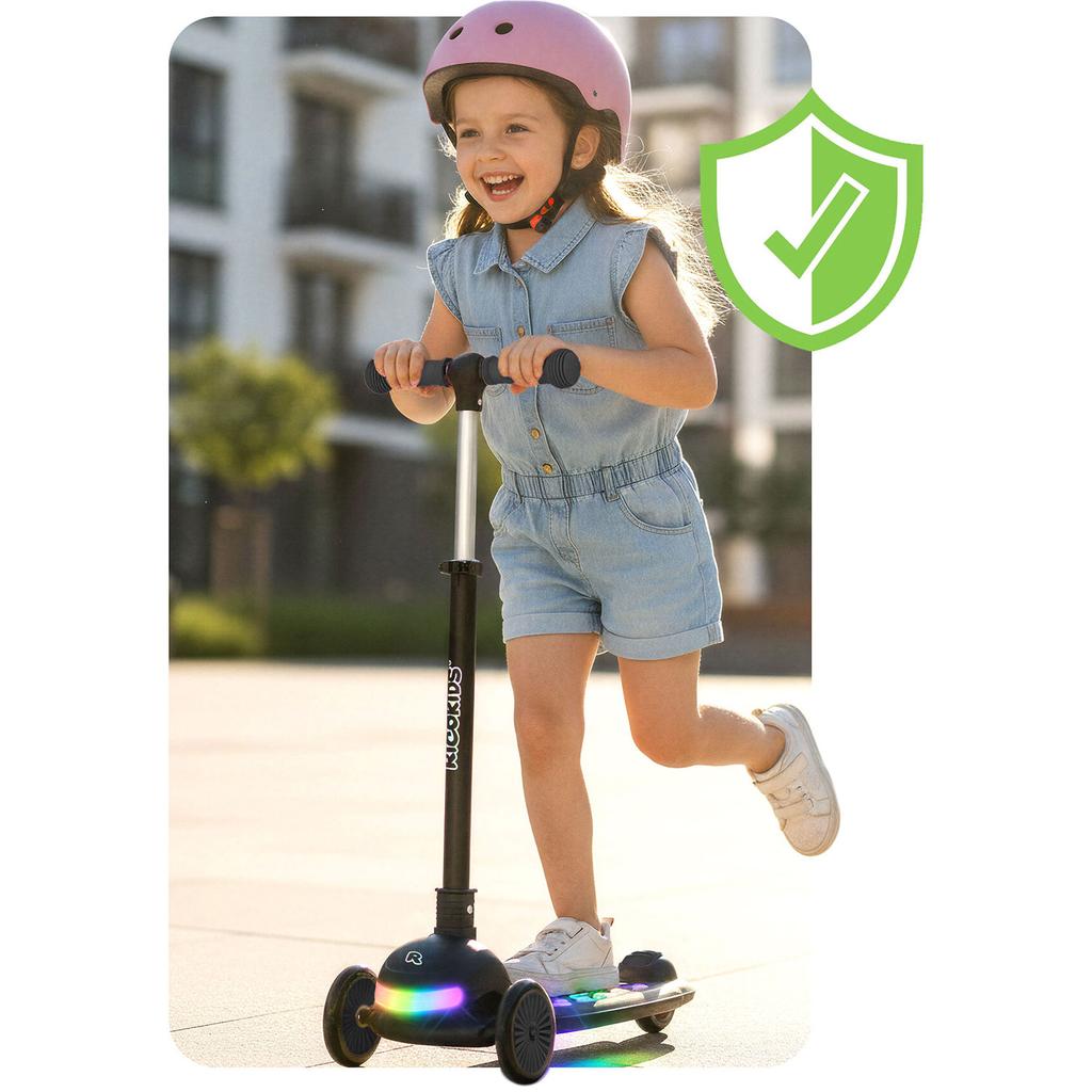 Ricokids Glowi Three-Wheeled Led Balance Scooter For Children - Black