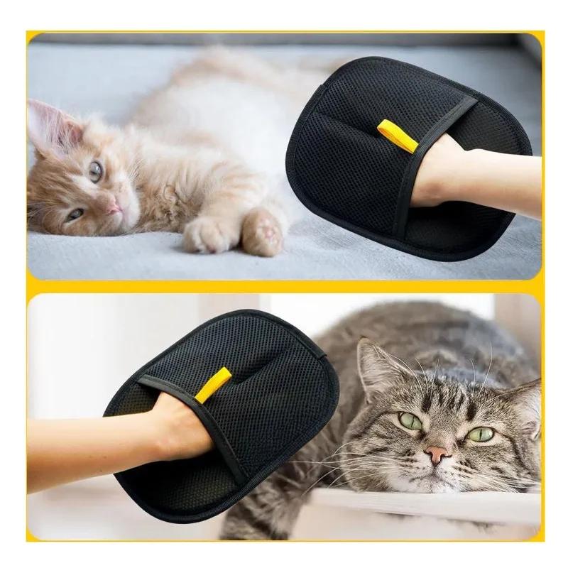 Pet Hair Remover Brush Kitten Hair Remover Gloves Deshedding Brush Glove for Dog Cat Double-Sided Fur Hair Cleaning for Carpet