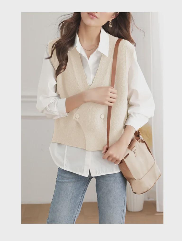 Trendy Women's Spring Knit Sweater Vest Cardigan