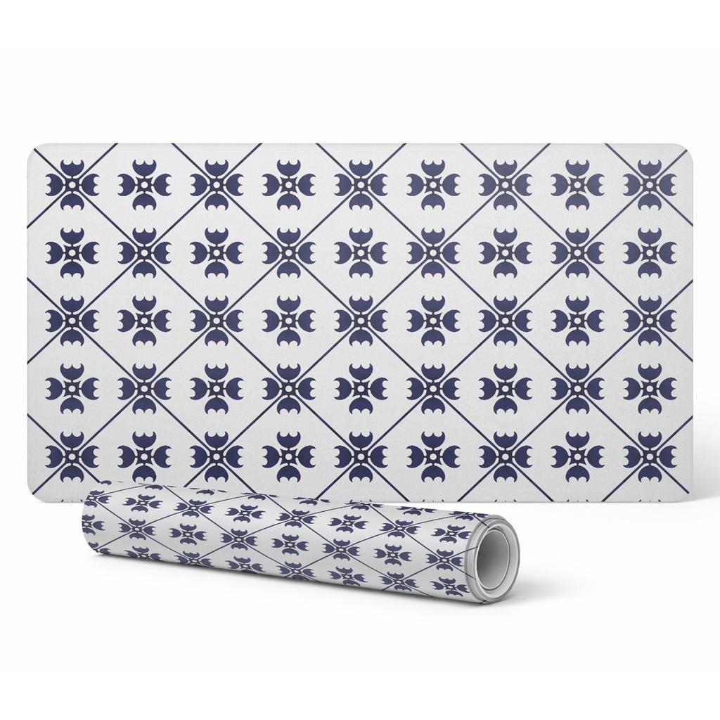 Protective Vinyl Mat for Desk and Table Geometric Retro Pattern 120X60 Cm
