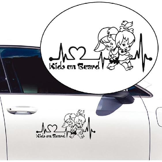 2pcs Heartbeat Kids on Board Sticker for Car Vinyl Decal Car Body Window Bumper Stickers Cute Boy and Girl Baby on Board Safety Warning Sign Laptop чёрный