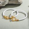 Classic Women's Trendy Flower Heart Shaped OT Lock Braided Leather Bracelet, Fashion Designer Bracelets, Party Jewelry Gift