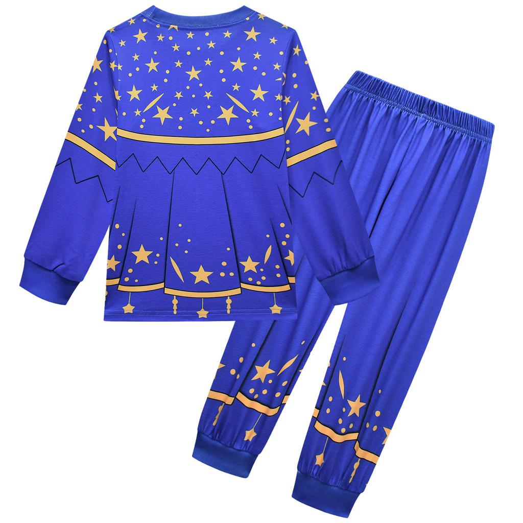 19791 Kids Girls Lily Lovebraids Stars Printed Long Sleeves Round Neck T-shirt Top Trousers Sets