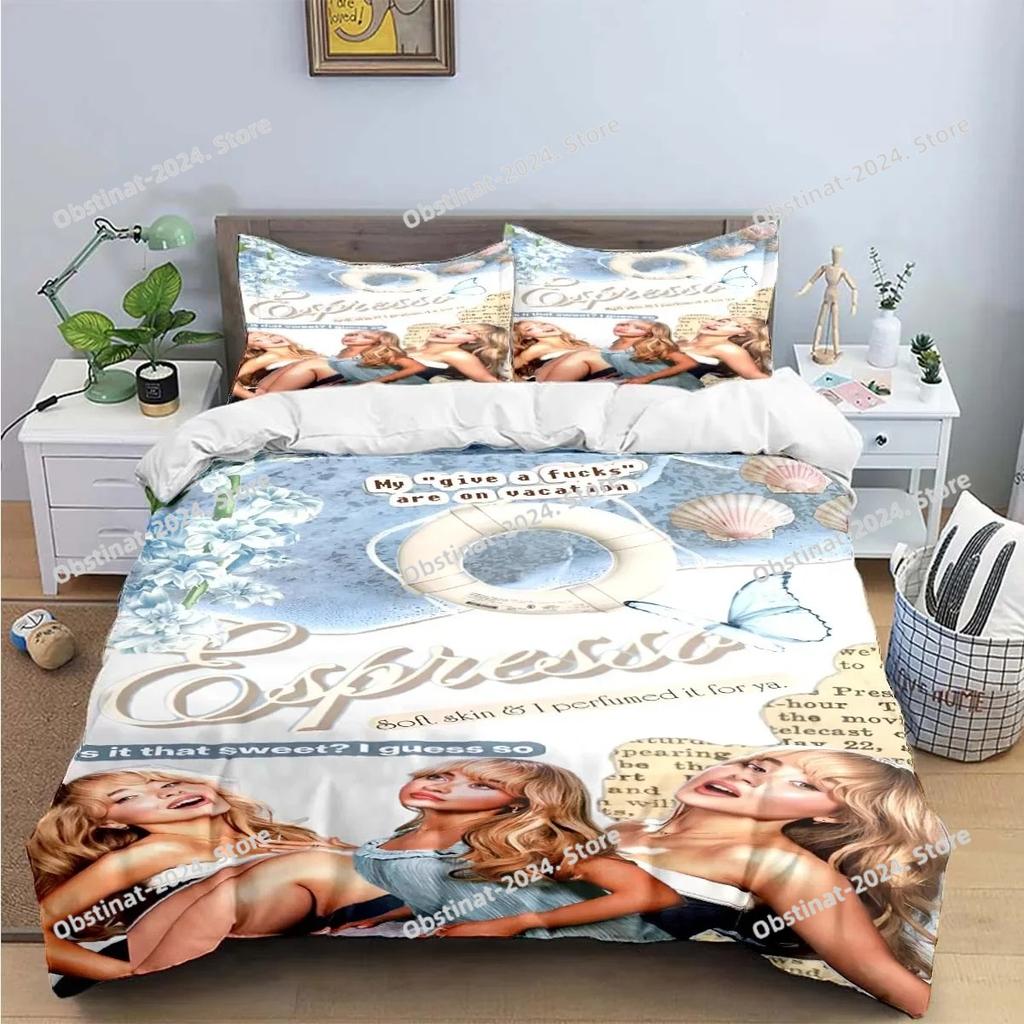 Singer Girls S-Sabrina Karpfen Bettwäsche Set Bedruckte Bettbezug Laken Kissenbezug Weiche Deckenbezug Voll Queen King Größe Luxuriöses Geschenk