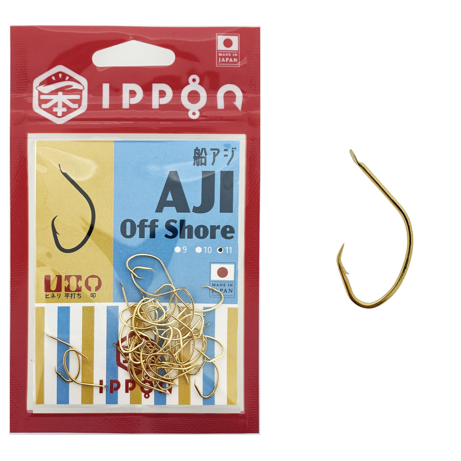 

IPPON (1 Hook) Boat Horse Mackerel, Keimura Gold Coated, Size 9 (40 Hooks) - Size 11 (36 Hooks), Horse Mackerel Bishi, LT Horse Mackerel, Mutsu Hook,
