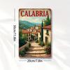 Retro Calabria Italy Metal Sign 2D Rustic Wall Art with Scenic Italian Town Design