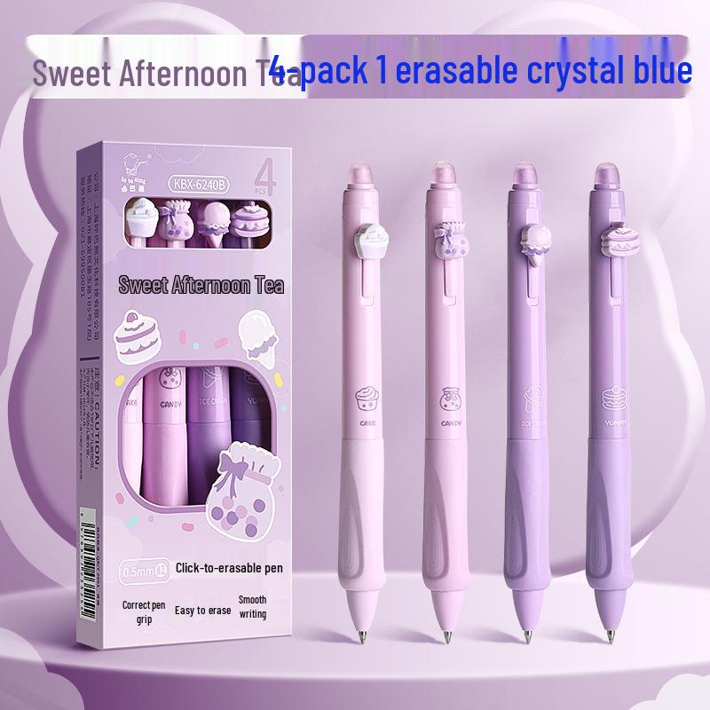 Panda Erasable Clickable Gel Pen for Third Graders - Thermosensitive Black & Blue
