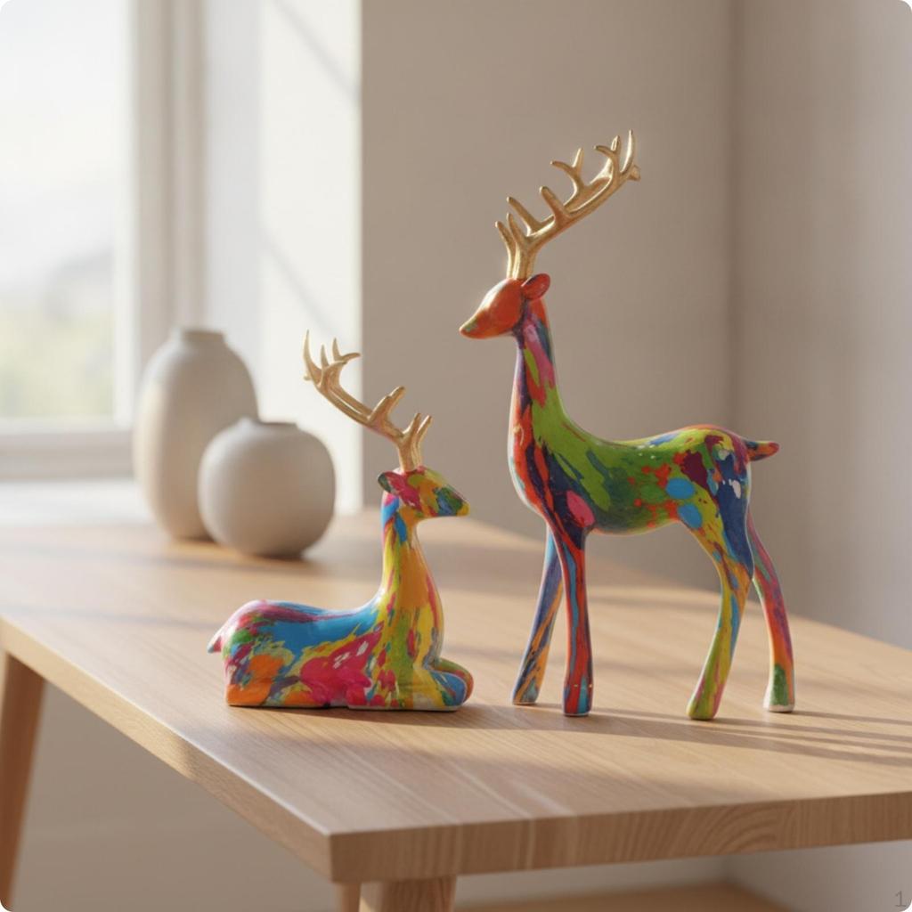 Indoor Decorative Deer Figurine | Resin Construction, Compact Tabletop Size, for Living Room