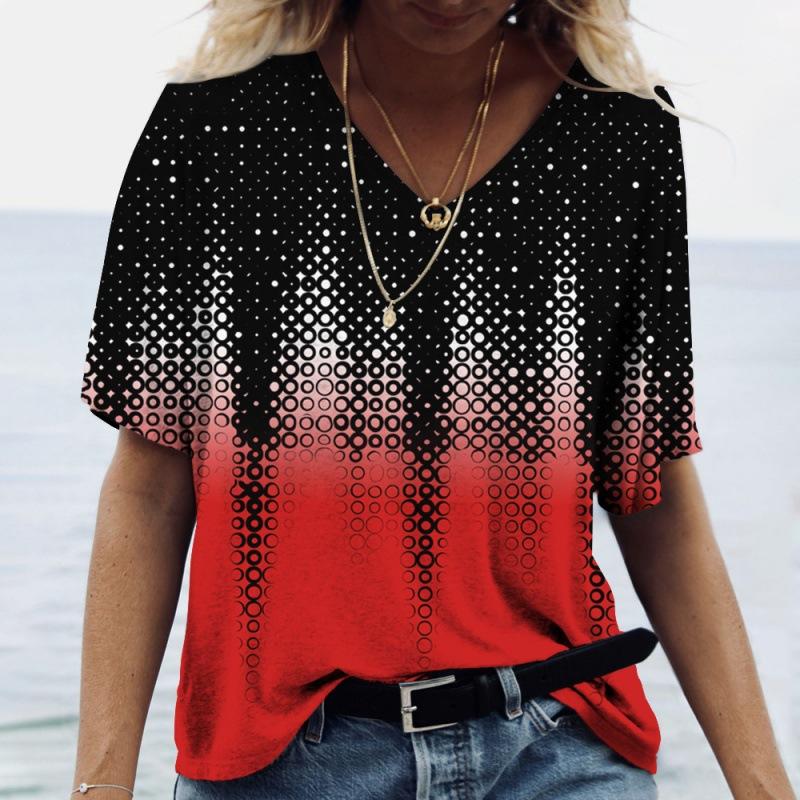 Cat Female Positioning Printed T-Shirt Top