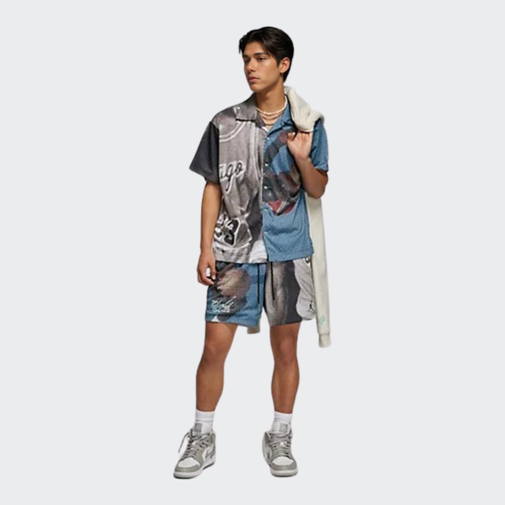 Jordan Flight Heritage Pattern Print Summer Loose Mid-Waist Drawstring Casual Shorts Men Bottoms Multicolor DM1393-010