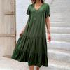 Women's Autumn Winter Temperament Lace Up Solid Color High Waist Long Short Pleated Dress