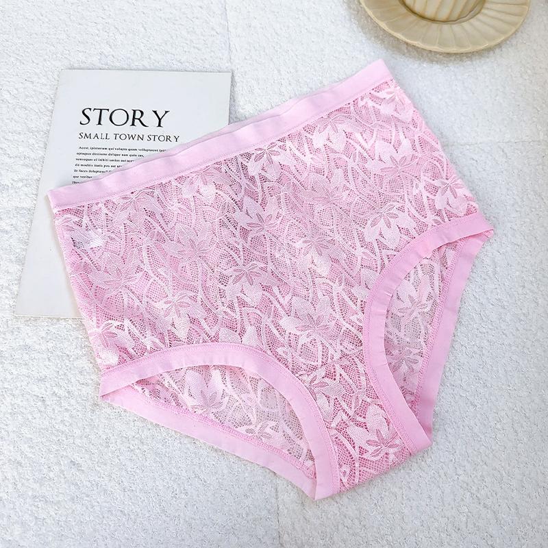 FINETOO 1Pc Summer Sexy Ultra-thin Lace Perspective Panties Women High Waist Lace Floral Underwear Female Breathable Intimates Lingerie