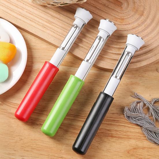 2-in-1 Obstentkerner und Schäler mit gezahnten Doppelklingen Edelstahl-Gemüseentkerner Ergonomischer Griff Küchenwerkzeug