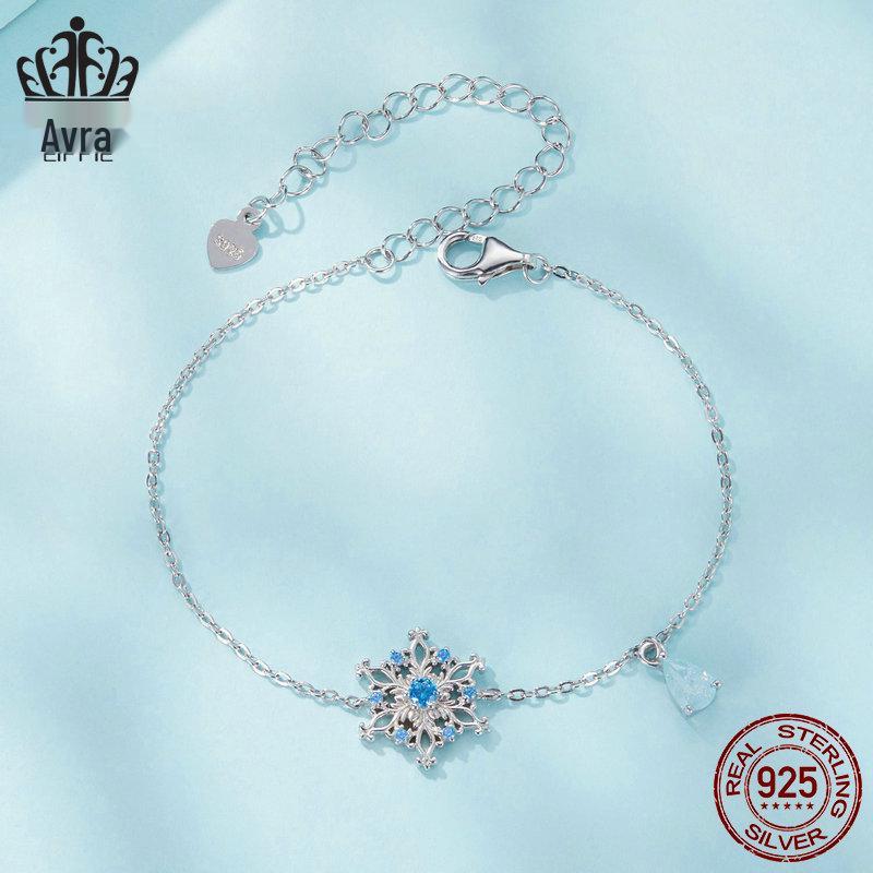 Everlove Sterling Silver Zircon Snowflake Bracelet - Adjustable Women's Christmas Jewelry