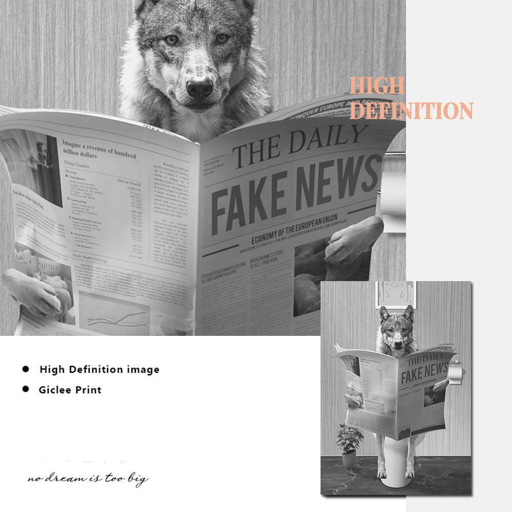 Poster im rustikalen Bad-Stil, Vintage, Fuchs in der Badewanne, Toilette, Tier-Badezimmer-Wandkunst, Bilder, schwarz-weiß, lustiges Leinwandbild, Dekor