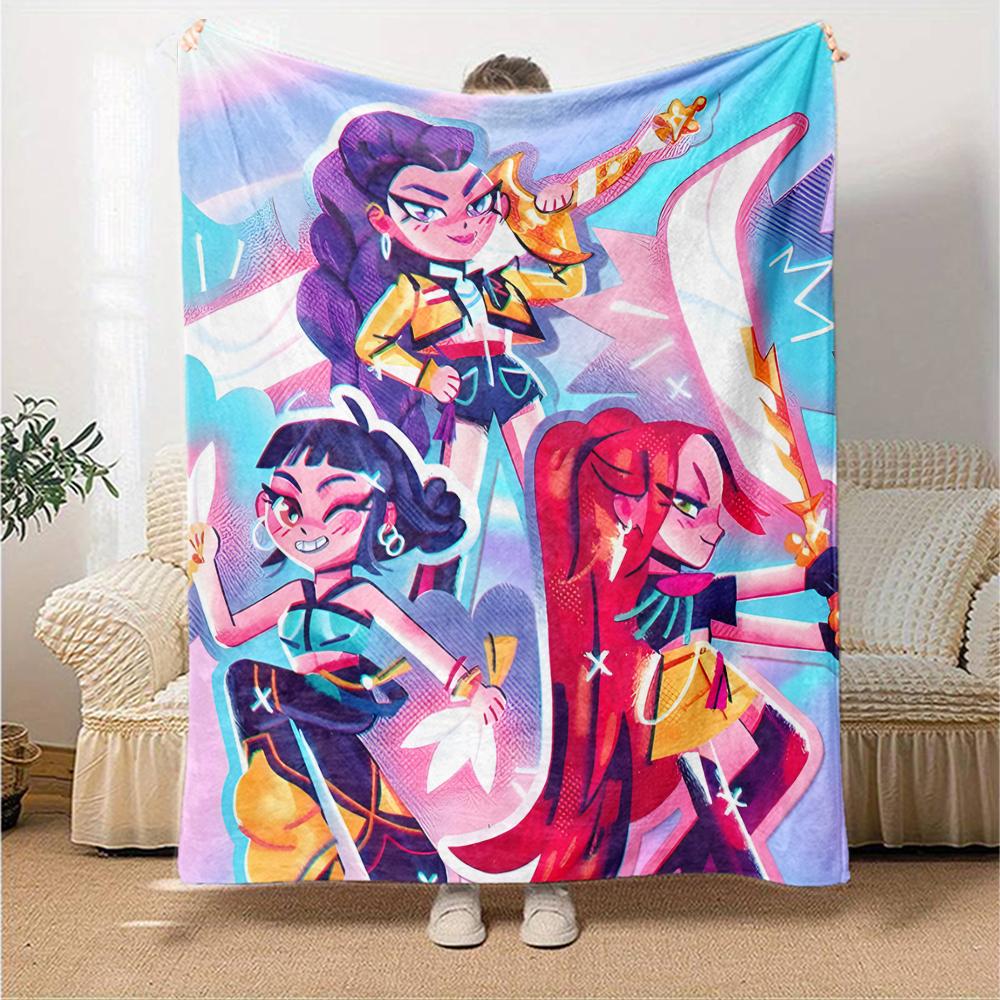 1pc KPop Demon Hunters5 Blanket, Gift, for Men and Women, Soft Blanket, Good for Sofa Bed Couch Travel, Lightweight Flannel Blanket