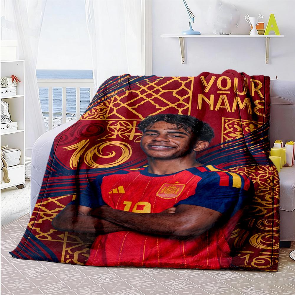 Lamin Yamal Personalized Text Blanket Lightweight Customizable Blanket Ultrasoft For Couch Office Chair Bedding Home Decor Allseason Use