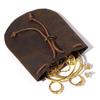 Genuine Leather Drawstring Coin Purse - Cowhide Storage Bag & New Year's Lucky Wallet.