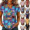 Damen Casual V-Ausschnitt Blumenprint Kurzarm T-Shirt Leichter Weicher Stoff Lockere Passform Oberteil für den Alltag