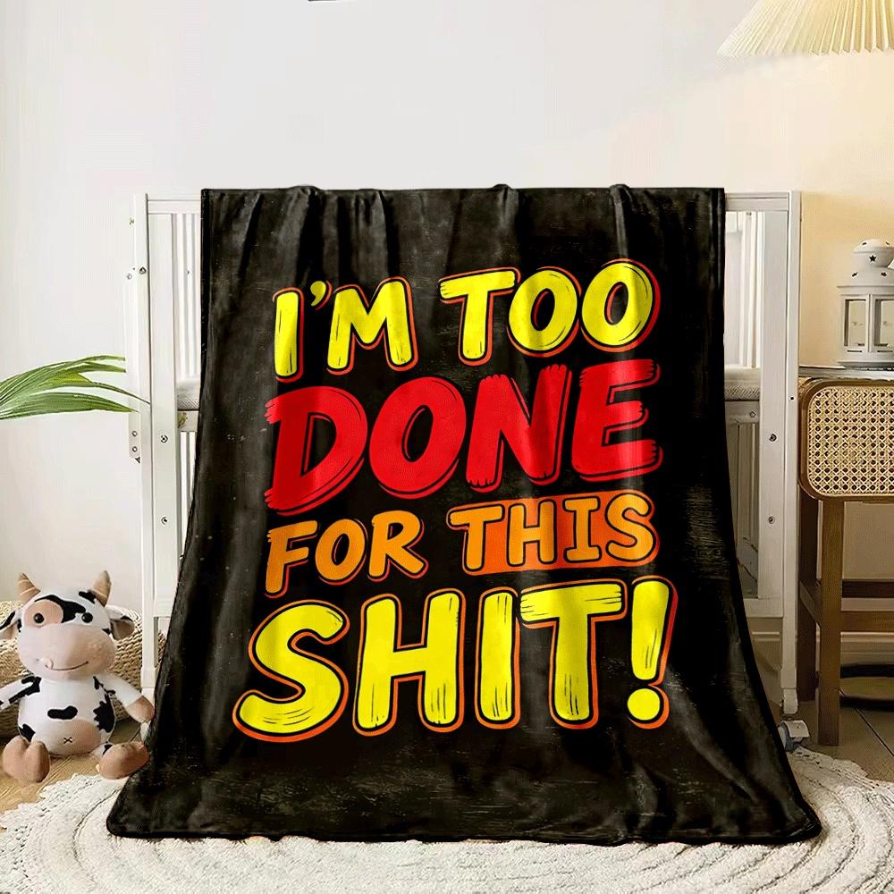 Bold typography in yellow, red, and orange on a textured black background. for all seasons blanket lunch break throw gift 80cm x 120cm
