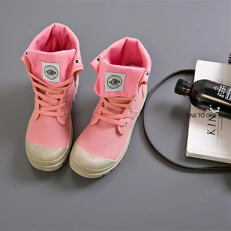 Fashion Women's Canvas Shoes Women Work Boots Palladium Style Fashion High-top Breathable Ankle Casual Shoes Female High Quality 35-41