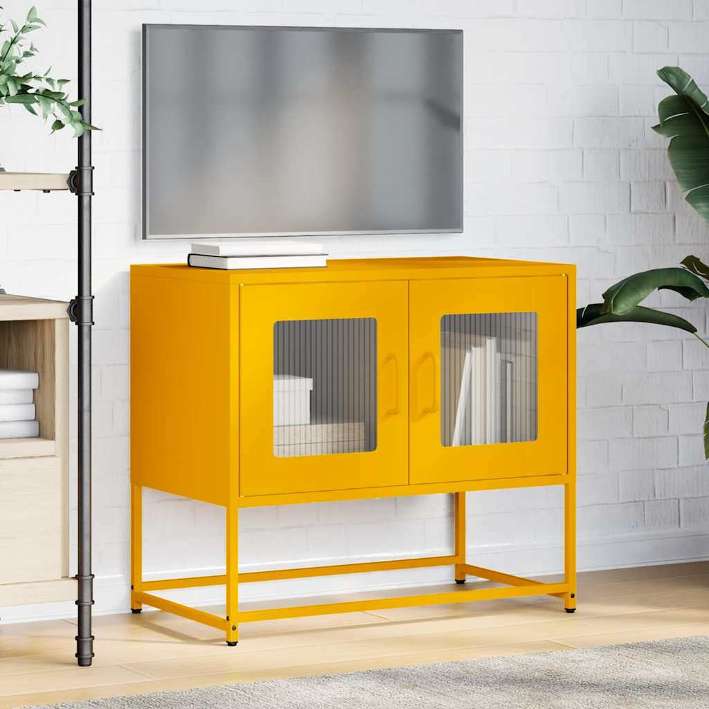 TV Stand Mustard Yellow 68 X 39 X 60.5 Cm Cold Rolled Steel