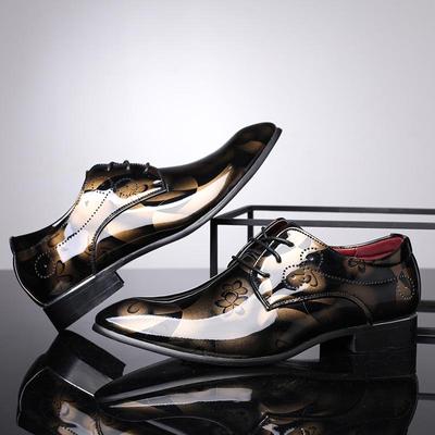 Fashion British Large Size Men's Shoes 2025 New 2025 Foreign Trade Shoes Glossy Casual Leather Shoes Lace-up Shoes