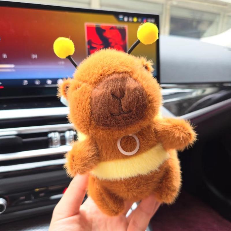 Cute Bee Capybara Plush Keychain Butterfly Wings Capibara Wind Up Toy Cartoon Funny Animal Backpack Pendant Woman Girls Gift
