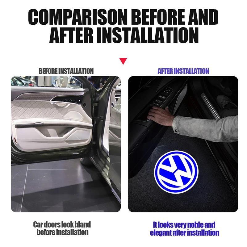 2 For VW Passat B6 B7 B8 B9 Touareg Golf 5 6 7 GTI R Jetta MK6 MK7 LED Car Door Projector Welcome Ghost Shadow Light Accessories Zr2