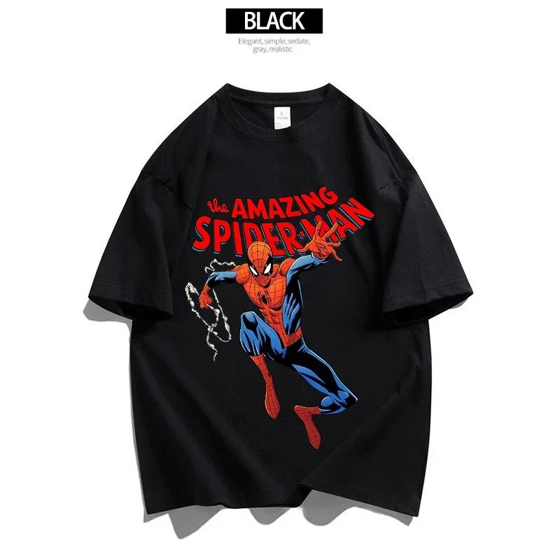 MINISO Marvels Spidermans Women Men T Shirt Fashion Printed Summer Clothes Marvels Anime Cartoon Tee Shirt Short Sleeve Tops#Color(4)