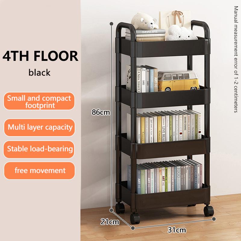 3/4-Tier Storage Cart,Multifunction Utility Rolling Cart Kitchen Storage Organizer,Mobile Shelving Unit Cart with Wheels for Bat