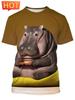 T-shirt Homme Graphique Hippopotame Drôle Imprimé 3D Mode Street Manches Courtes Tendance Respirant Vêtements Homme Nouveaux Hauts Y2k