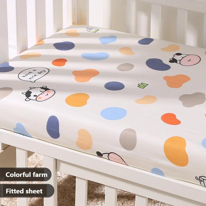 Pure Cotton Baby Mattress Cover Child Infant Newborn Fitted Sheet Soft Breathable Twill Cotton Bedding Size 120 X 65cm Mattress
