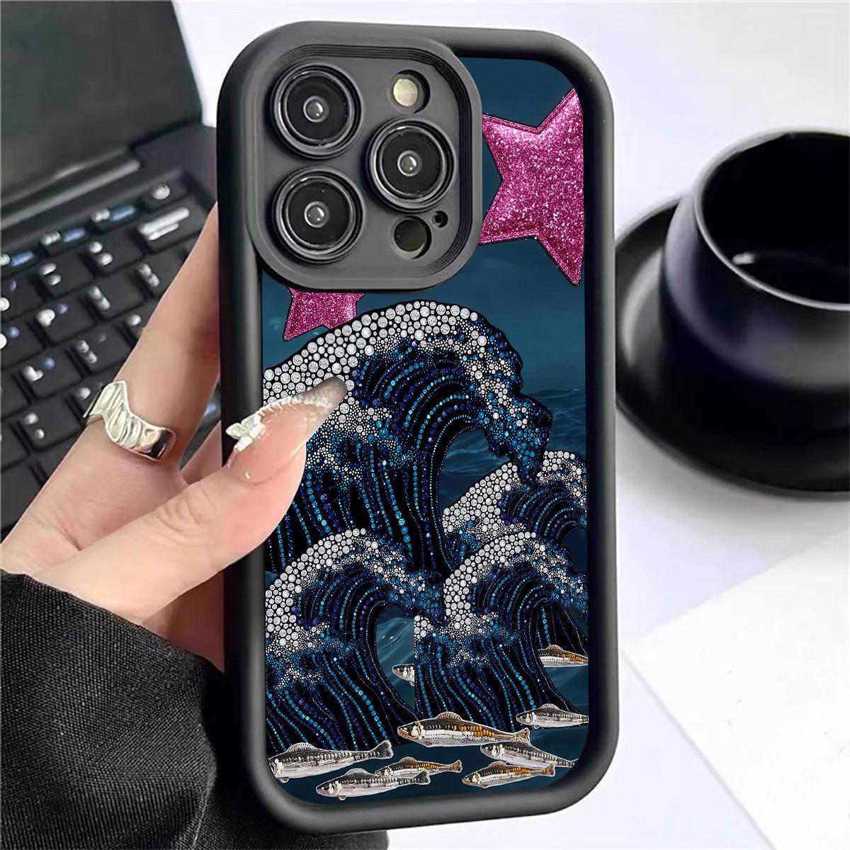 Black Grooved Wave iPhone 15/16/17 Pro Max Case iPhone 16 Pro Max чёрный
