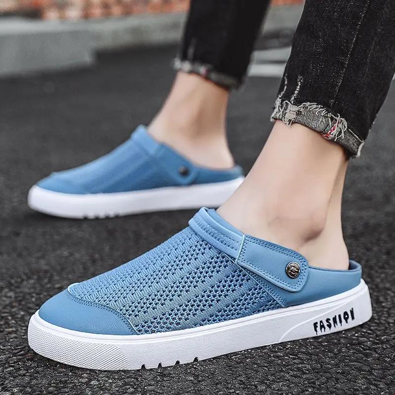 Soft Hole Beach Slides Sabot Half Men's Shoe Mules Flat Pvc Low Price Clappers 2025 Adult Style Rubber Summer Sale Male Slipper