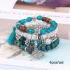 Bohemian Beaded Bracelet Set, Women's Stackable Stretch Bracelets with Tassel & Wing Charm