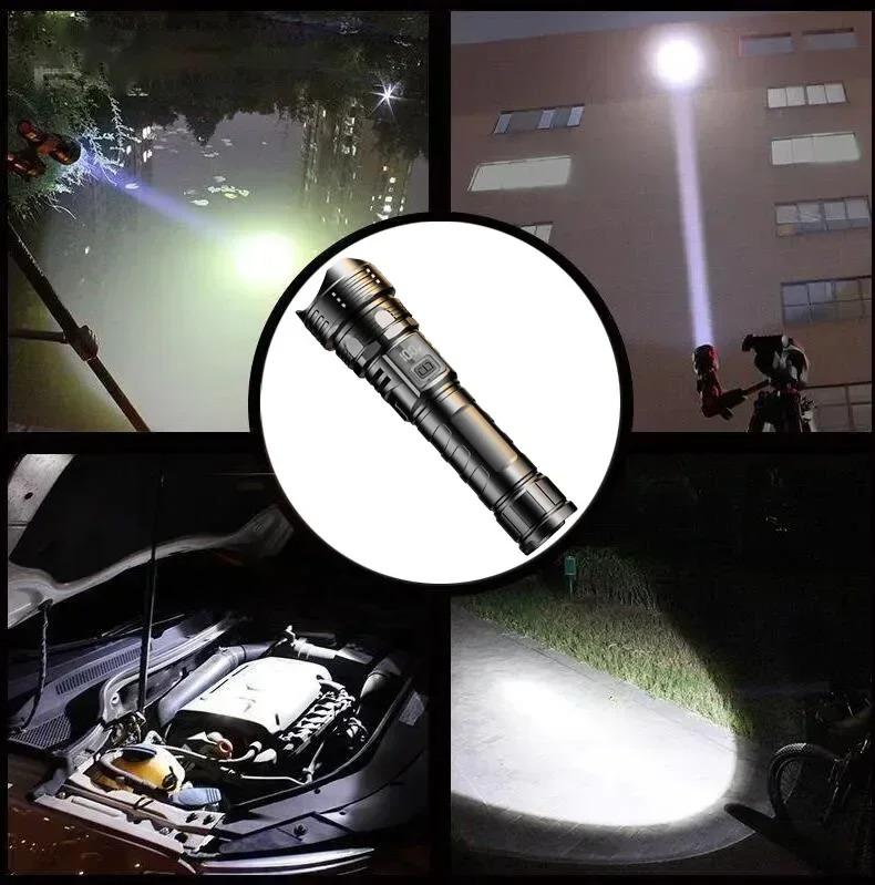 99000 Lumens Super Bright Long Range LED Flashlight Outdoor Waterproof Flashlight Camping Lantern Torch With OLED Display