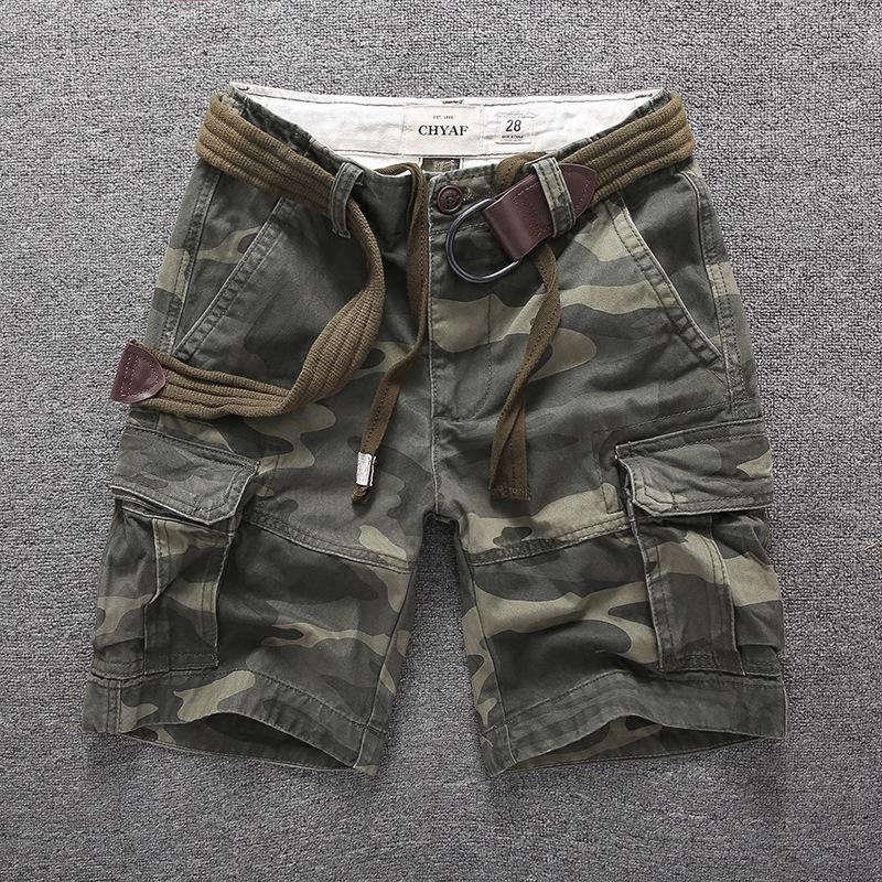 New Men's Camouflage Cotton Cargo Shorts – Trendy Summer Casual Straight-Leg Trousers