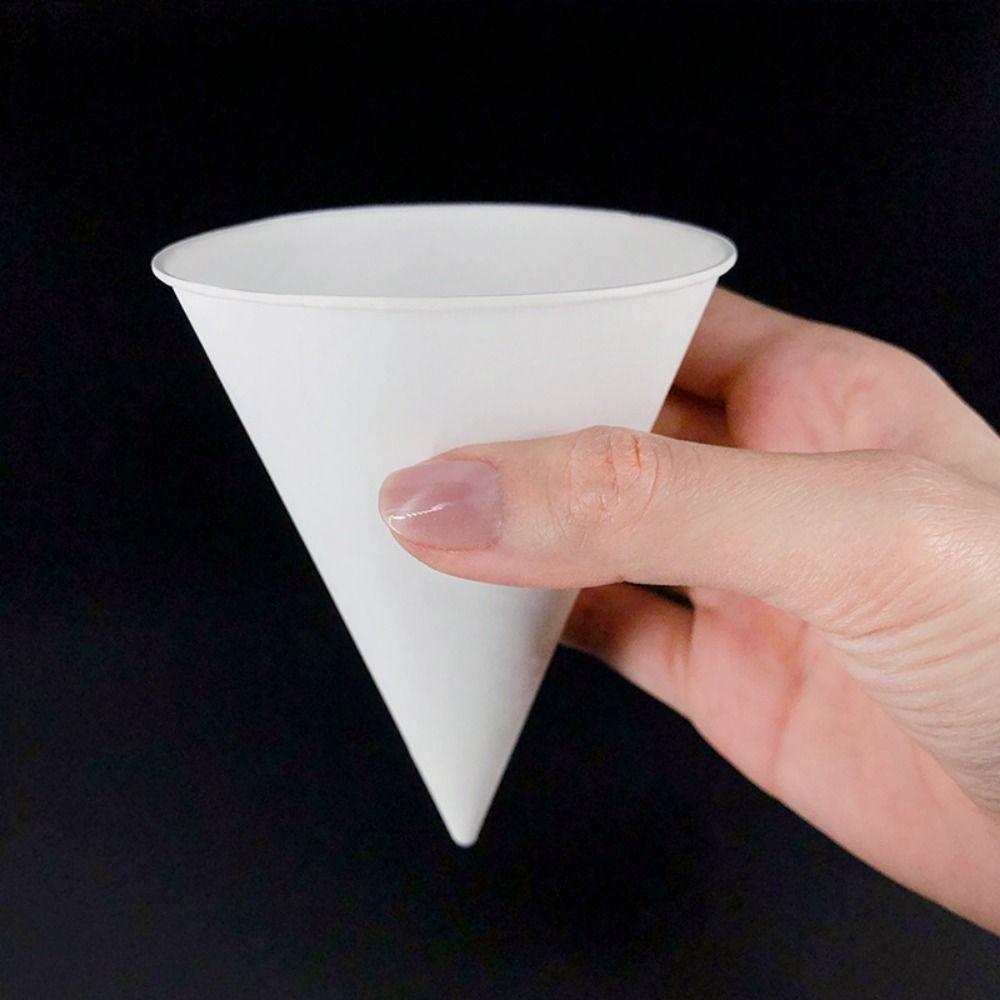 250Pcs 3.7 OZ White Paper Cone Cups Leakproof Cone Party Tableware Disposable Paper Cups  Festivals