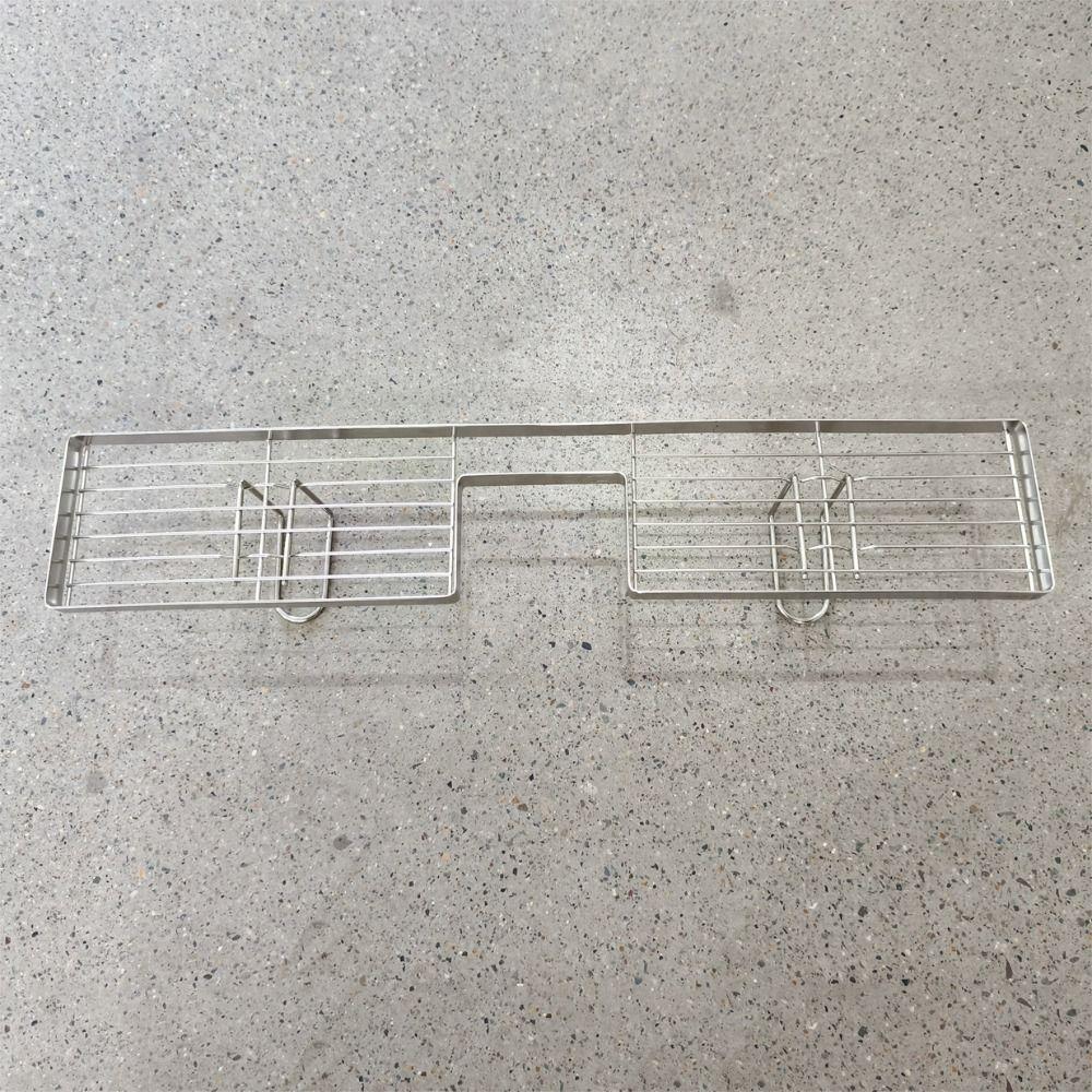 Stainless Steel Bathroom Counter Shelf Anti Slip Faucet Sink Drying Shelf  Mirror Front