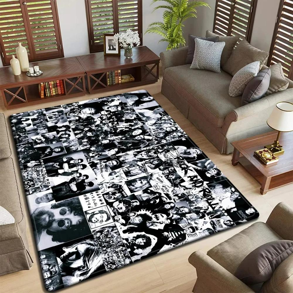 Band Logo Music Rock and Roll Pattern Carpet for Living Room Bedroom Non-Slip Soft Rug Kitchen Floor Mat Entrance Doormat