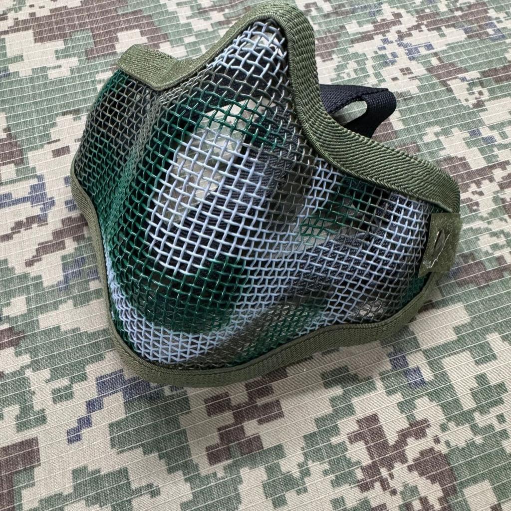 Masque Facial Demi-Visage en Fil d'Acier Tactique Airsoft Respirant Chasse Wargame CS Masque en Maille Protectrice