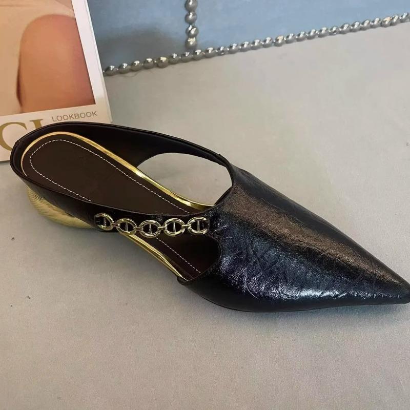 

Мода Лето Женские Туфли-шлепанцы с острым носком Балетки Повседневная Модная обувь Ретро Женские Сандалии Дизайнер 2025 Новый Тренд Слингбэк Mujer Zapatos 35 чёрный