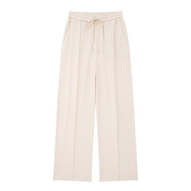 Fashion Style 2024 Summer New Women's Clothing High Waist Slimming All-Matching Linen Straight Pants 9929040 800