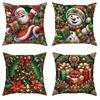 Christmas Decoration Pillowcase Merry Christmas New Year Gift Santa Claus Gift Box Snowman Pillow Cover Home Sofa Cushion Cover