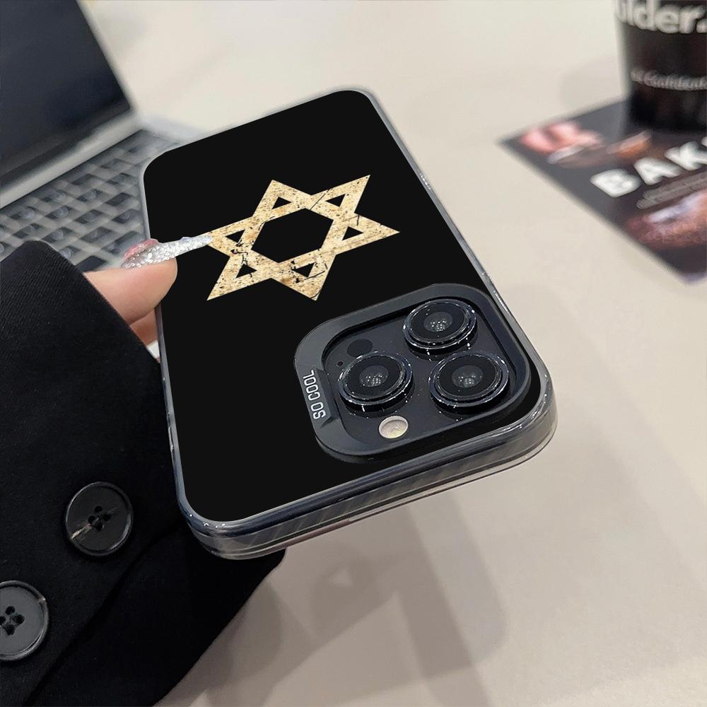 David Jewish Star Symbol Phone Case Matte Colored Silver For IPhone 15 14 16 13 12 11 Pro Max Plus XS X Shockproof Hard Cover